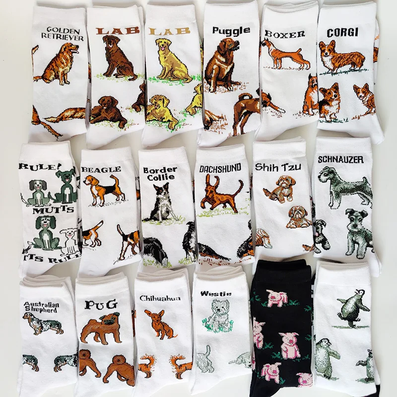 Crew Funny Women Socks Border Collie Schnauzer Lab Scottie Beagle Boxer Pug Bulldog Sheltie Golden Doodle Retriever