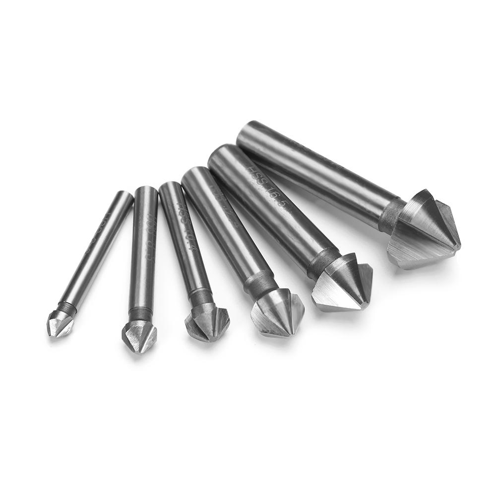 Outil de coupe de chanfrein à trois bords, métaux durs, poignée ronde, outils électriques à main, seau, foret d'évier, 6.3mm, 8.3mm, 10.4mm, 12.4mm, 16.5mm, 20.5mm