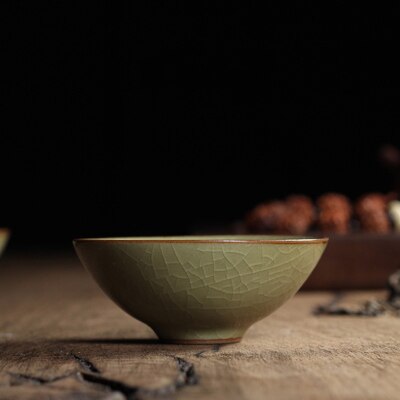 1PC Porcelain cup Chinese Longquan Celadon Teacups Bowl China Celadon Crackle Teacup coffee cups Golden Fish teaset tea set sets: C
