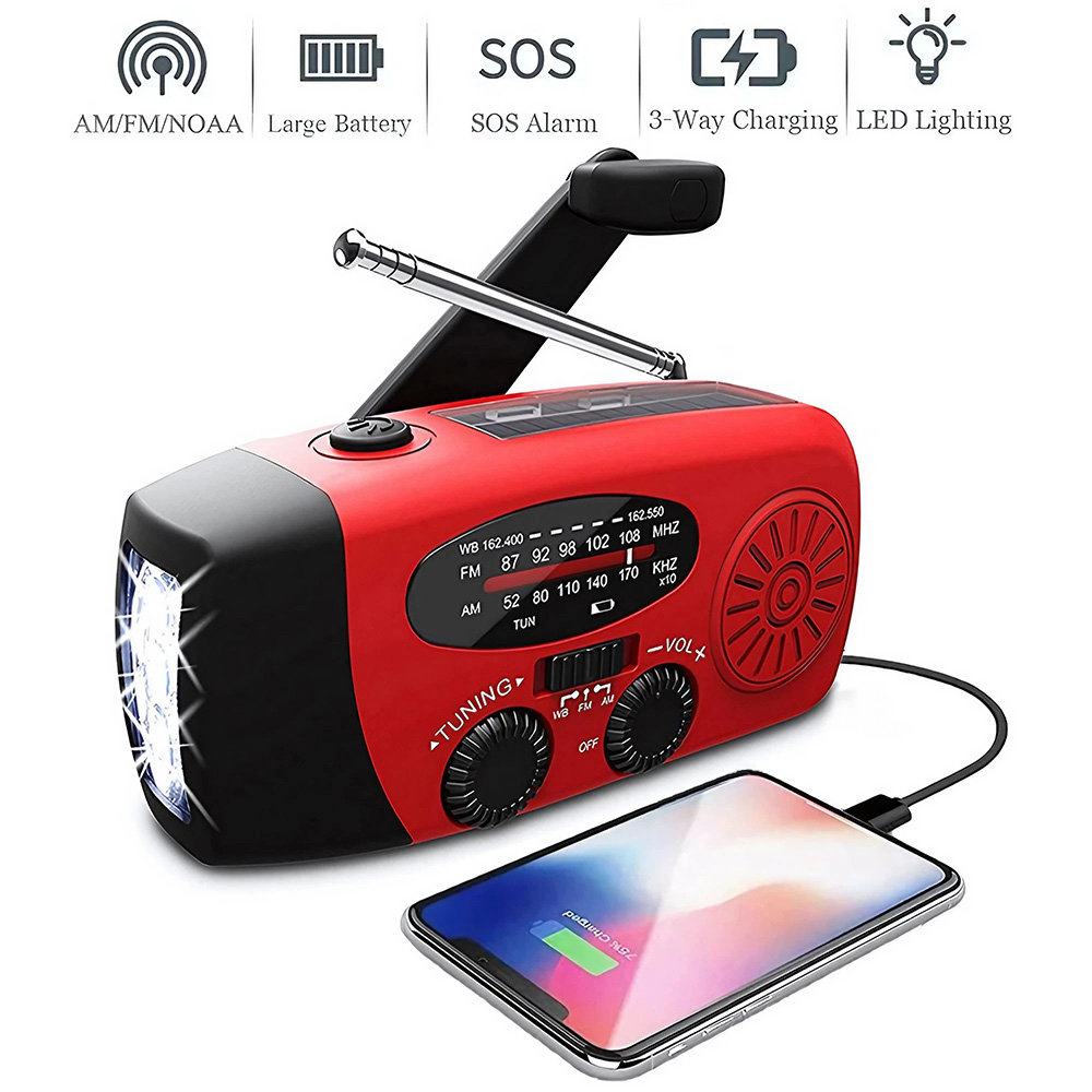 Solar Handkurbel angetrieben Camping Licht mit AM/FM Radio Outdoor 2000mah USB Aufladen multifunktion ale Hand Dynamo LED Taschenlampe