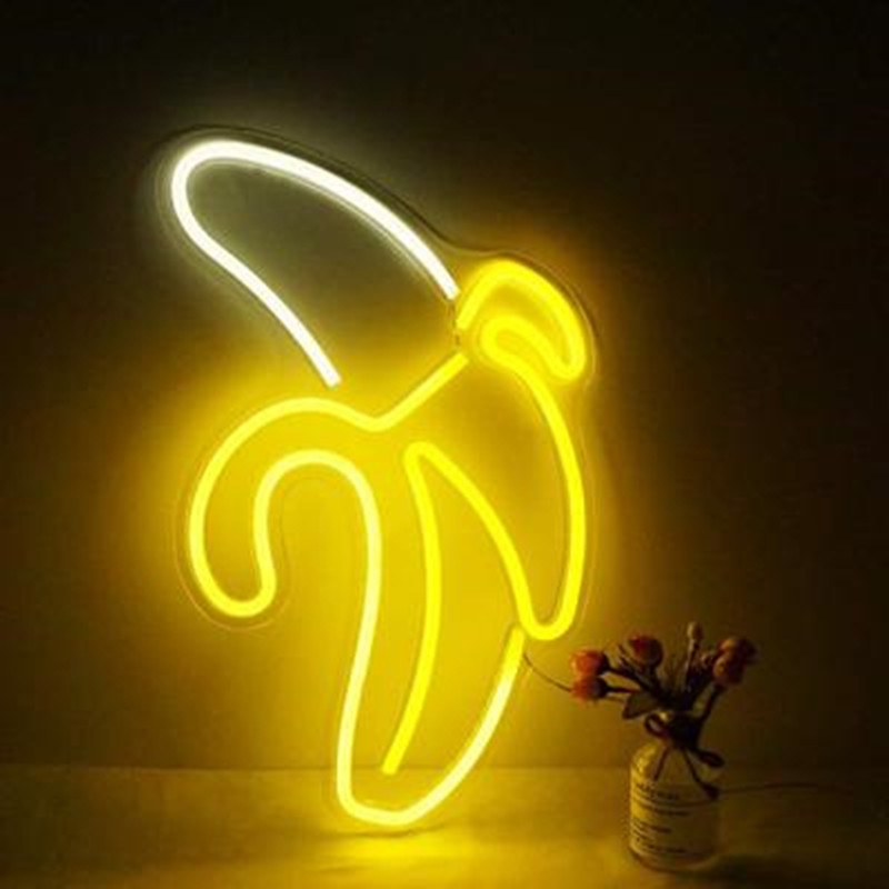 Banan form neon lys skilt væg hængende til jul fødselsdag fest hjem stue indretning neon væg lamper usb drevet