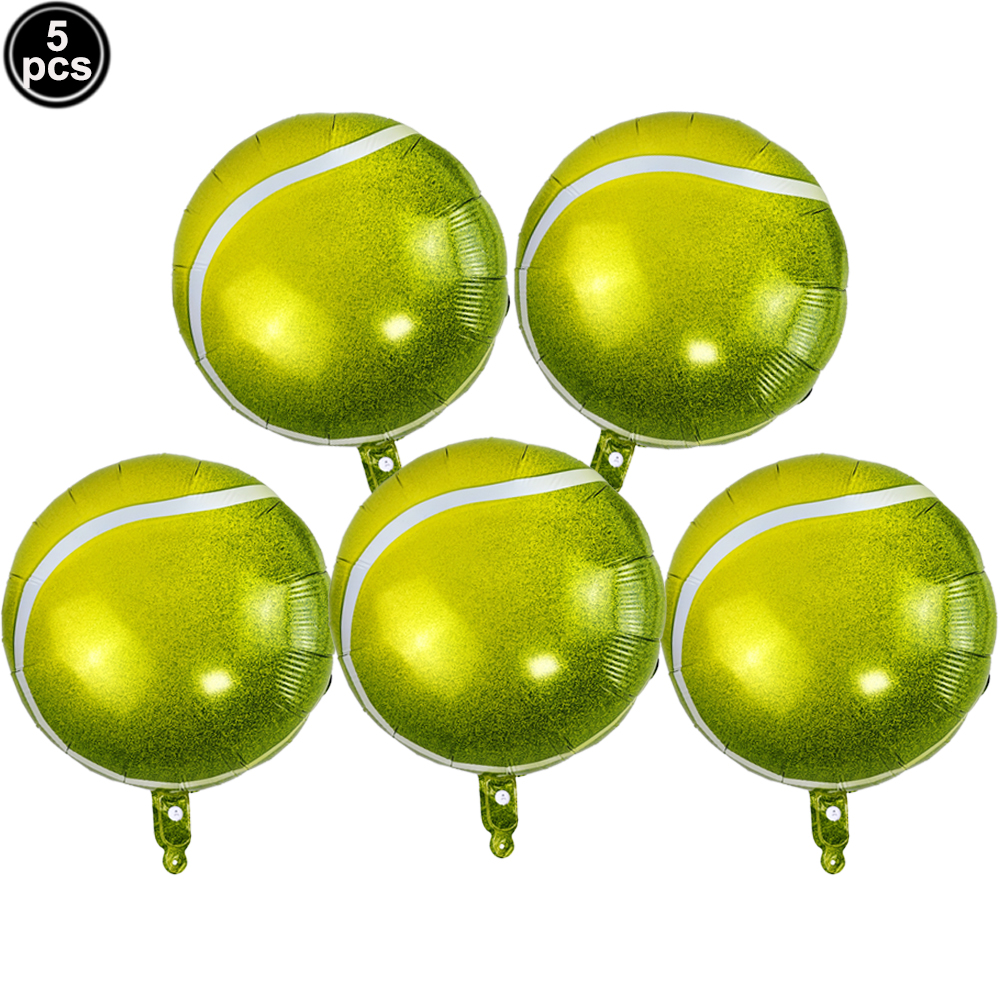 Juego de 5 uds de globos de tenis, globos de cumpleaños, globos de aluminio con números verdes de 32 pulgadas, globos de raqueta de tenis, decoración de temática de tenis: Gris claro