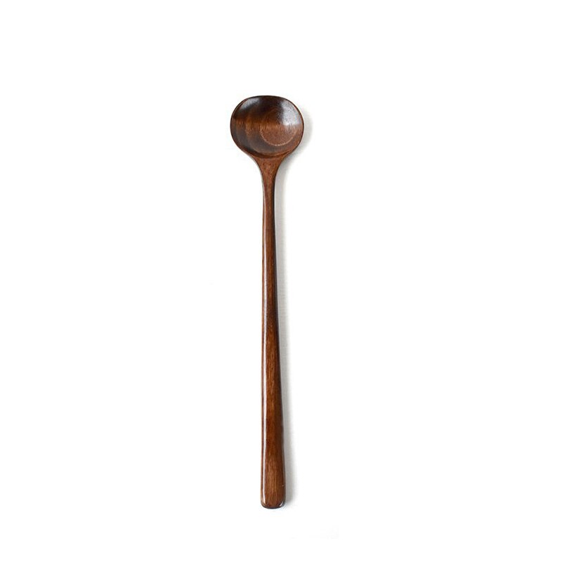 Long Handle Wooden Spoons Korean Style Natural Wood Round Spoons For Soup Cooking Mixing Stirring Kitchen Wood Soup Spoons^1: B