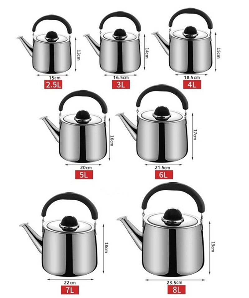 304 Rvs Geluid Ketel Gas Theepot Huishouden Keuken Verwarming Kokend Theepot Capaciteit Melk Warmwaterkruik Outdoor