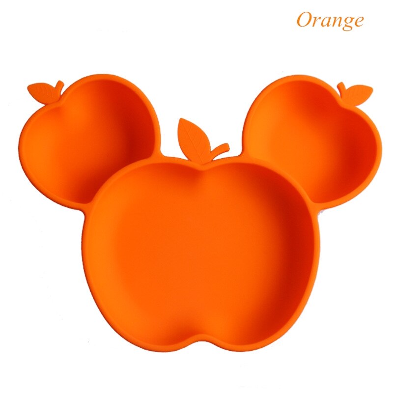 Beeshum Siliconen Kom Voor Babyvoeding Gerechten Baby Speelgoed 0-12 Maanden Apple Cartoon Feeding Bowls Baby Servies Kindje plaat: orange