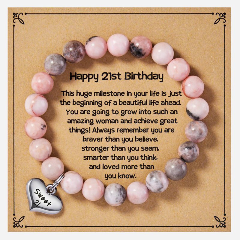 Alles Gute zum Geburtstag für 5-25 Jahre alte Mädchen, Geburtstag geflochtene Perlen Armbinde für ändern 5 bis 25 Tochter Enkelin Nichte: Rose Gold Farbe