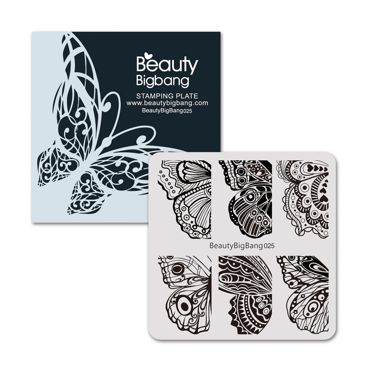 BeautyBigBang Stamping Plates 6*12cm Summer Flower Butterfly Nail Mold Accessories Plate Rectangle Nail Art Template BBB XL-011: b025