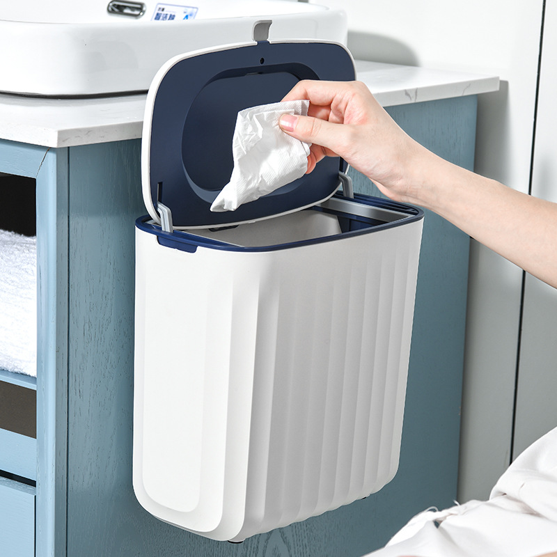 8L Wc Mülleimer Haushalt Wand-montiert Lagerung Eimer Mit Deckel Wc Papier Korb Lücke Ultra-schmale Trash kann Hängen