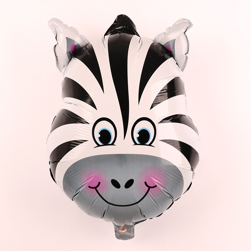 1Pc 29x44cm Jungle Animal Tiger Lion Monkey Fox Horse Air Helium Balloon Kids Safari Birthday Party Decor Zoo Theme Supplies: zebra