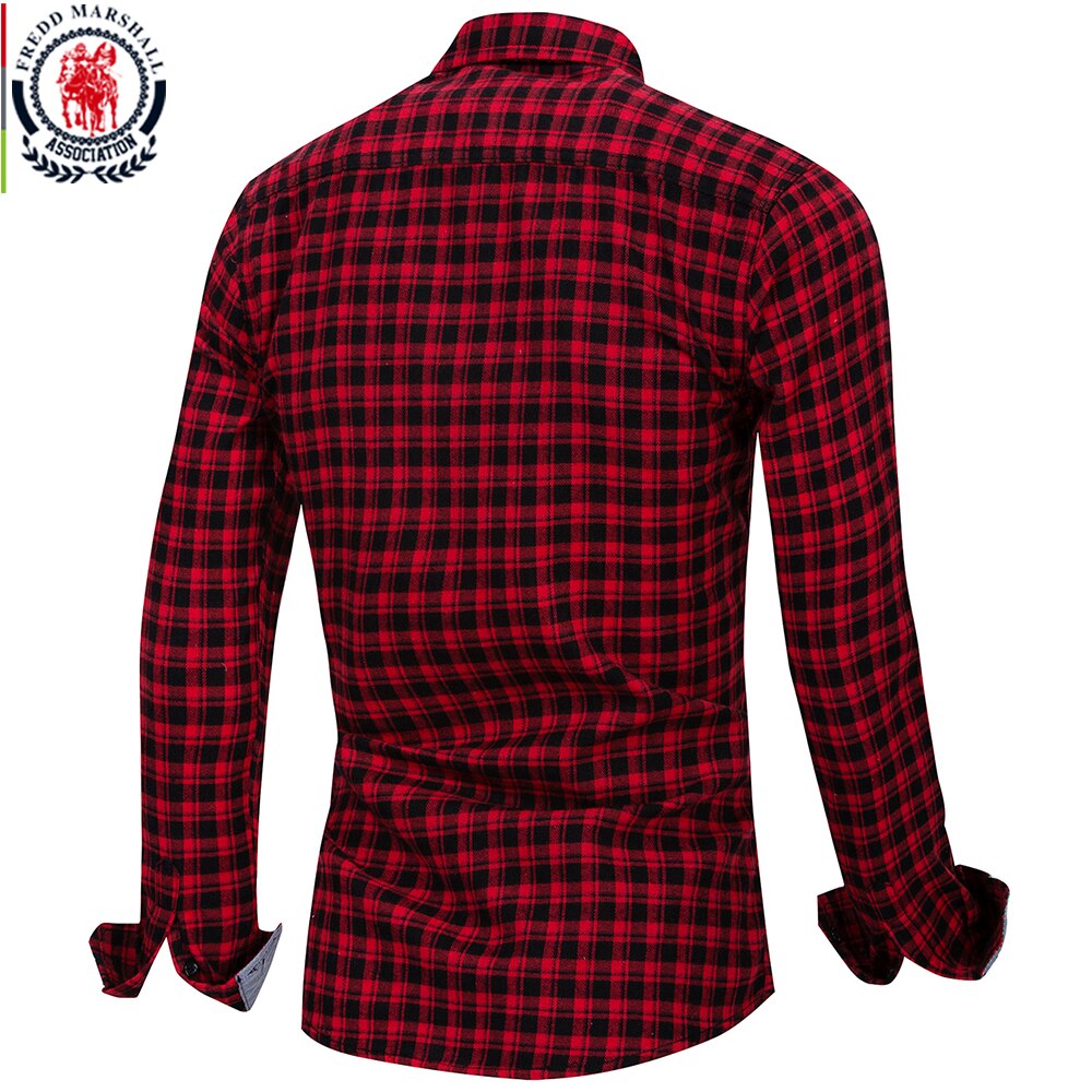 Fredd marshall rutete skjorte menn med lange armer rutete skjorter herre slank passe camisa masculina uformelt virksomhet kjole skjorte 170