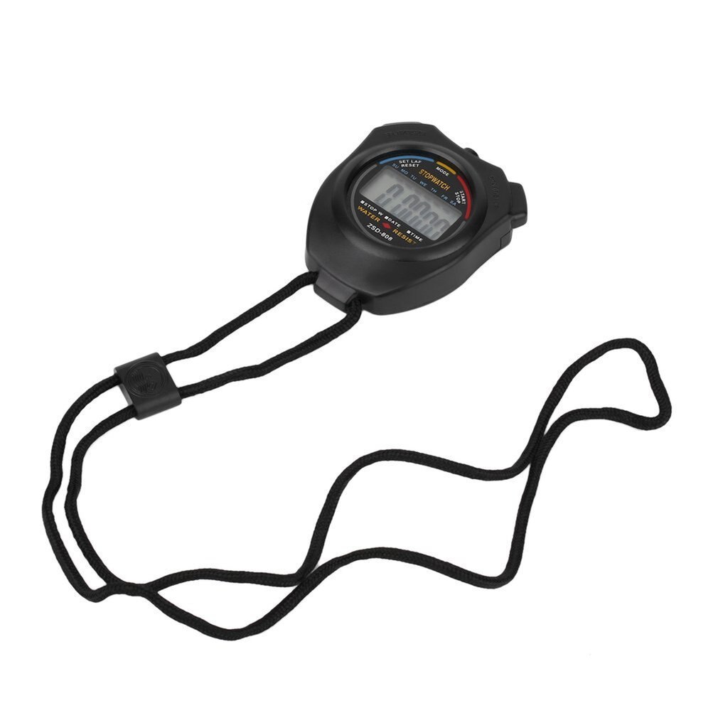 Kitchen Timers Classic Digital Handheld LCD Chronograph Sports Stopwatch Timer Stop Watch With String