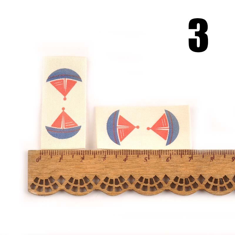 50 Uds Beige impreso tela de algodón de tejido carta etiquetas para coser etiquetas de prendas de hecho a mano etiquetas para Ropa Accesorios de artesanía para manualidades mezcla: 50pcs 3