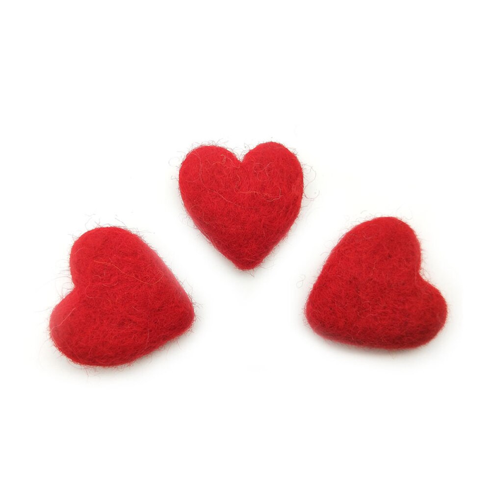 Wool Felts DIY Poke Wool Sewing Crafts DIY Red Heart Shape Handmade For Wedding Christmas Tree Felt Indoor Decoration