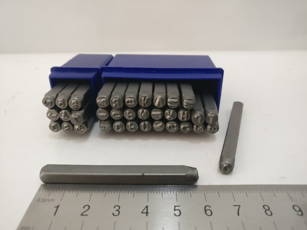 juego de punzón de letra de 2mm 3mm con número de letras, juego de estampado de punzón de letra de metal de aleación de acero 27 Uds.