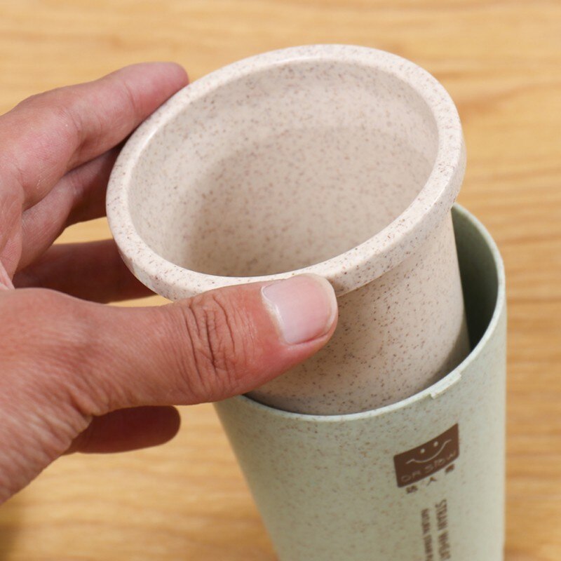 280ML Double-wall Wheat Fiber Water Cup With Lid Insulation Coffee Cup Travel Mug Leakproof Travel Thermo Milk Cup