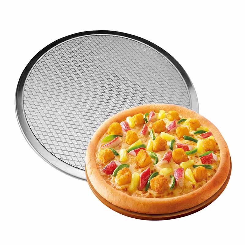 Pizzazeef pan bakplaat metalen net 6 inch -14 inch naadloos aluminium net bakgerei keukengereedschap pizza accessoires