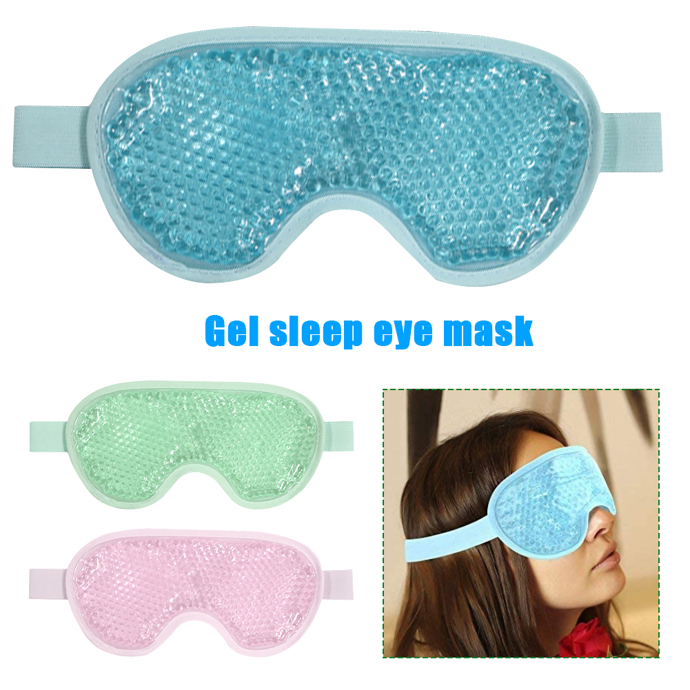 Headache Migraine Pain Relief Elastic Band Eye Cover Cooling Heat Cold Therapy Puffy Eyes Home Office With Gel Beads Reusable