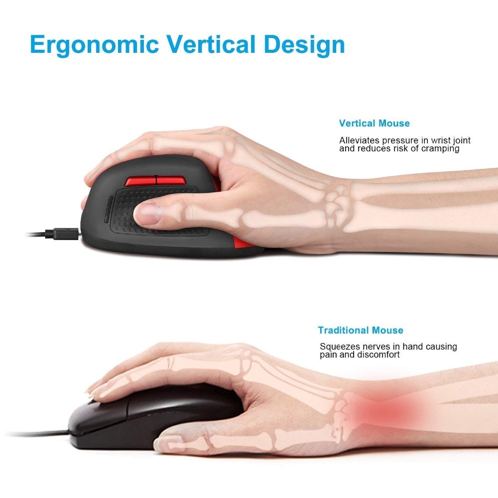 2.4G Wireless Mouse Rechargeable Ergonomic Vertical Gaming Mouse 6 DPI level up to 4800DPI for PC Laptop MacBook