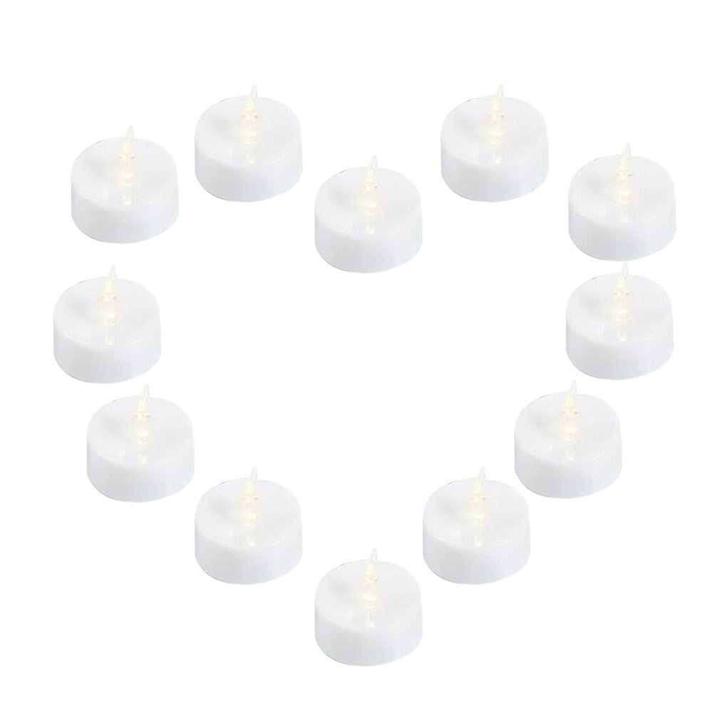 12/24pcs Realistic Bright Flickering Flameless Tea Light LED Electronic Tea Candle Transparent Soft Core Yellow Flashing Candle