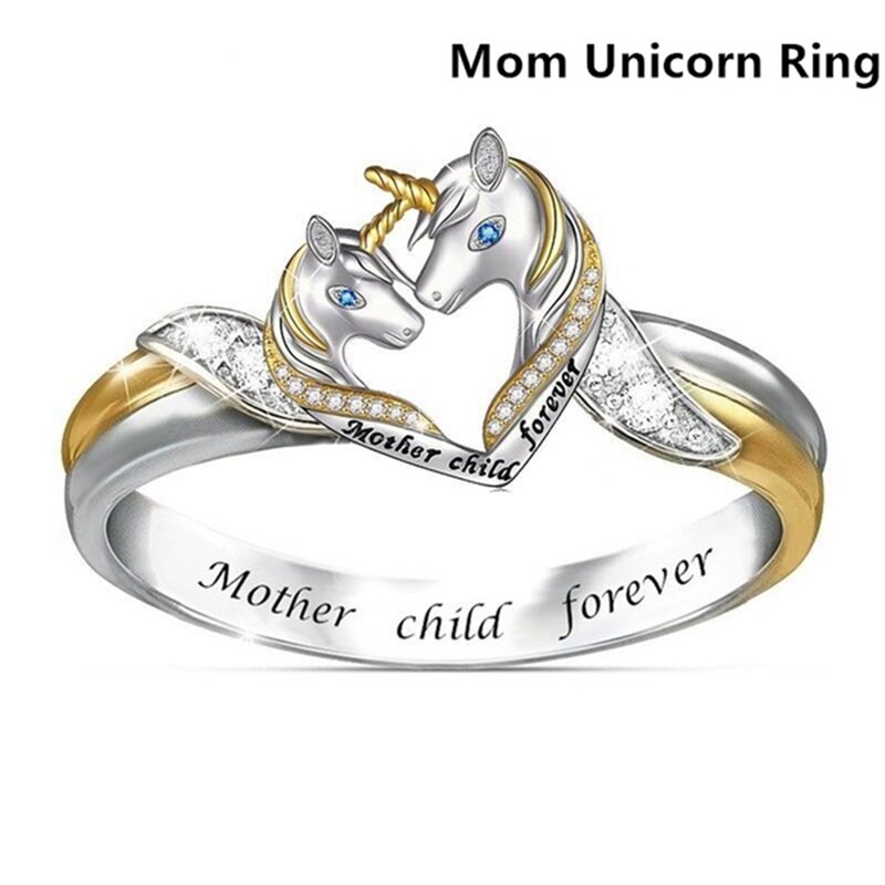 Leuke Eenhoorn Ouder-kind Ring Voor Vrouwen Kinderen Cartoon Dier Ring Cubic Eenhoorn Moeder Kind Forever Ring Sieraden