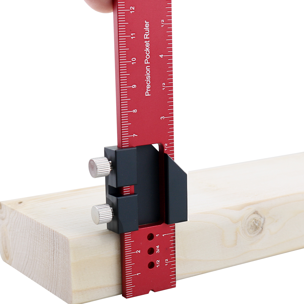 Regla de herramientas para carpintería, regla de bolsillo de precisión, regla deslizante en pulgadas/pista en T métrica, topes deslizantes de Metal, regla de precisión de aluminio