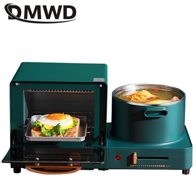 Dmwd 4 in 1 husholdnings elektrisk morgenmaskine brødrister stegepande mini ovn brød sandwich pizza maker kogende gryde damper