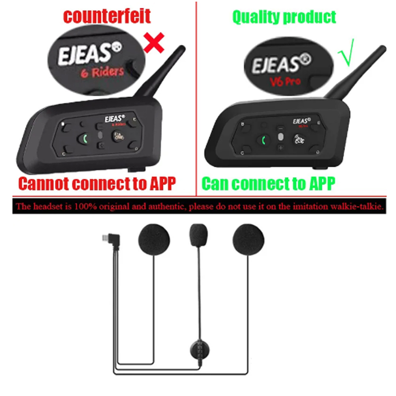 EJEAS V6 Pro + V4 Plus casco de motocicleta intercomunicador auriculares con micrófono cinta de doble cara Base Clip de montaje