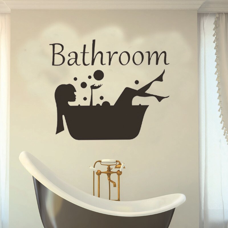 Bathroom beauty girl in bathtub Wall stickers artistic stickers home decoration wall decals sticker for glass window deco