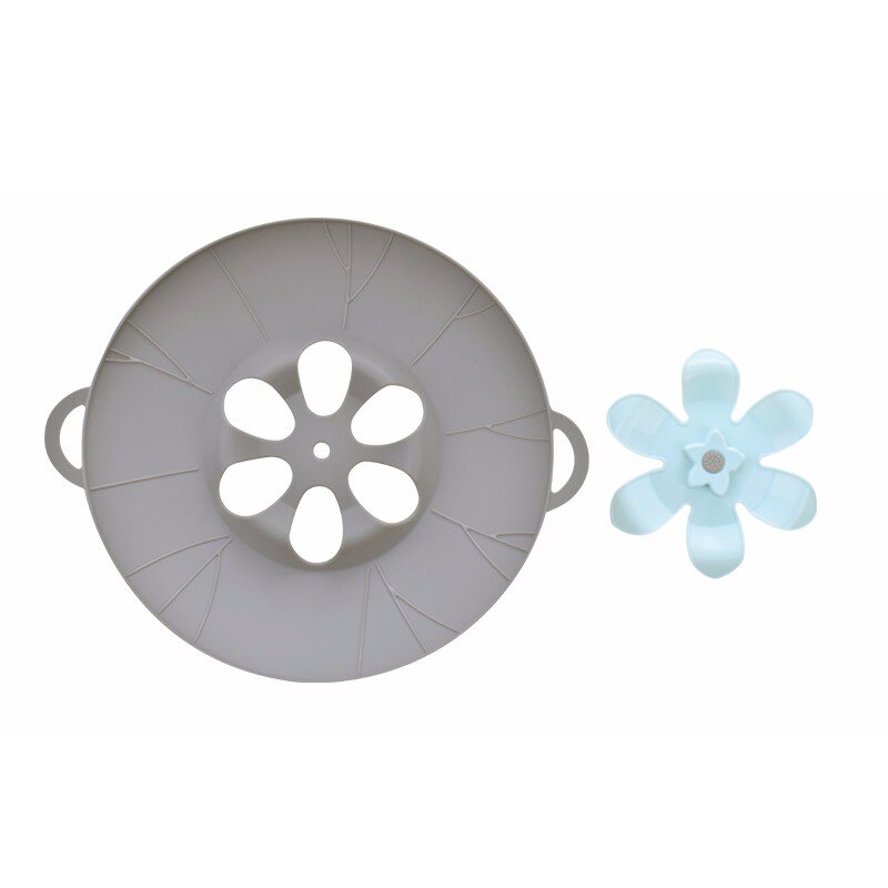 Siliconen Pot Deksel Anti-Spill Pan Cover 3D Milieuvriendelijke Bloem Deksel Spill Stopper Cover Voor Pot Pan Keuken Kookgerei gebruiksvoorwerp: Grey