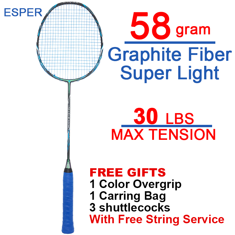 ESPER Badminton Racket 58 gram Lightweight Second Generation Graphite Fiber Racquet For With