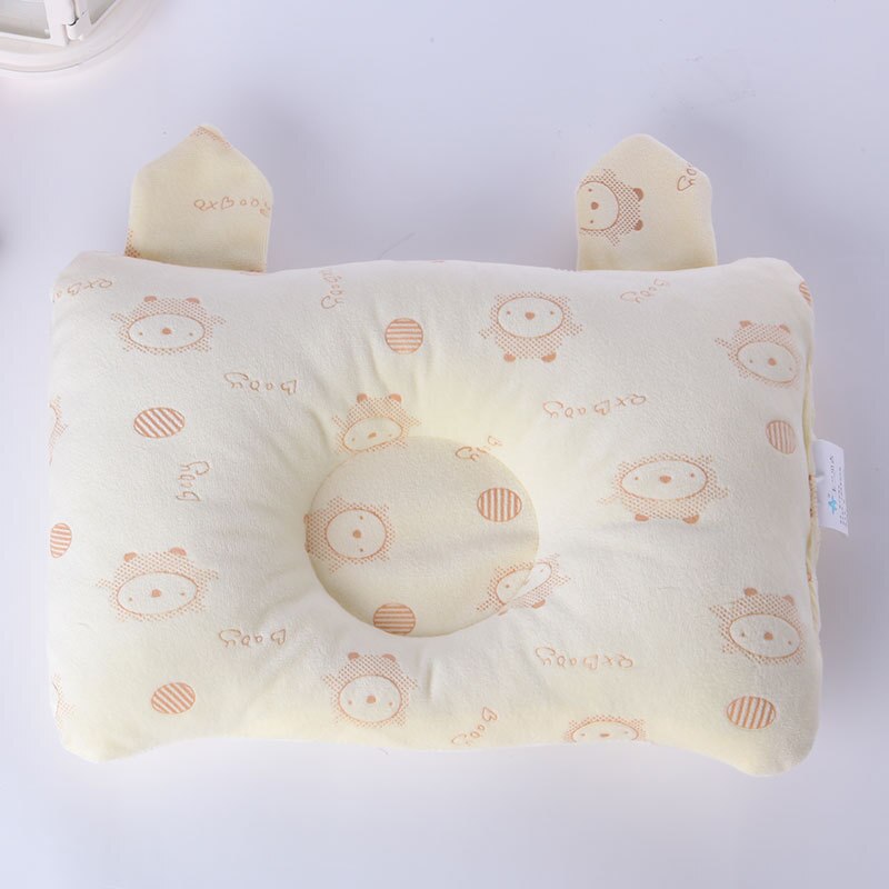Almohadas rectangulares Antiapnea de algodón suave para cama de bebés, almohadas cóncavas adorables antimigrañas: Beige