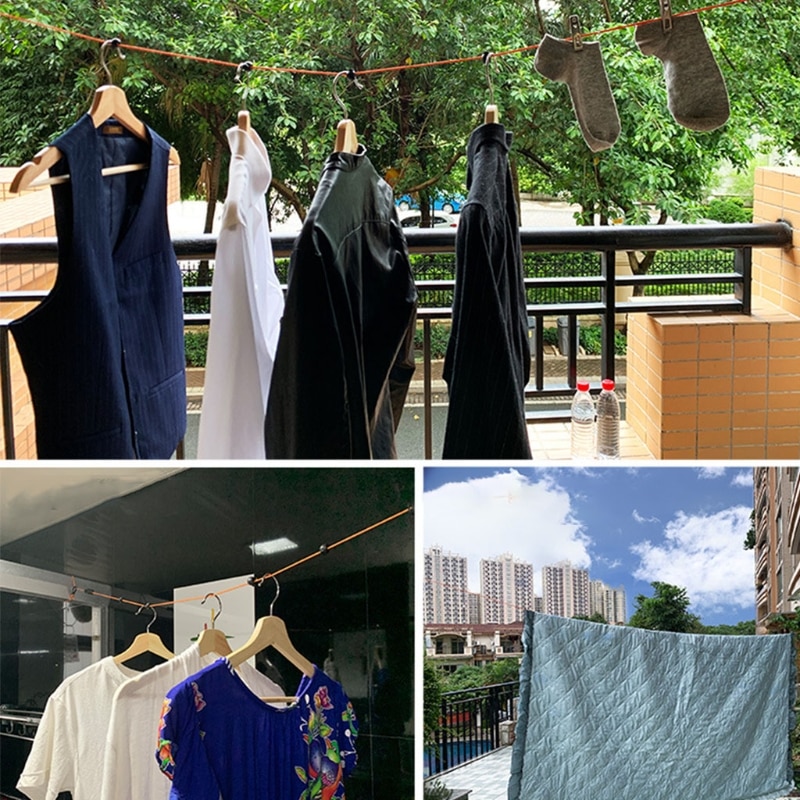 Portable Travel Clothesline Cord Adjustable Windproof Anti-slip Camping Clothes Hanging Line Laundry Drying Rope Trip