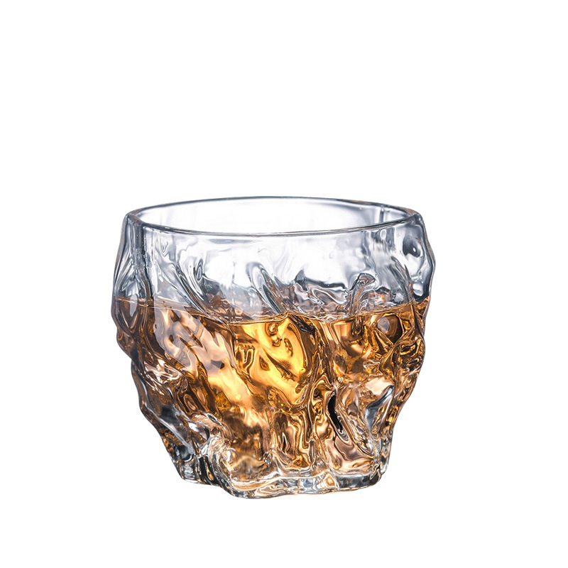 2pc Sets 120/260ml Whiskey Glass Cocktail Glass Lemon Cup Heat Resistant Patterned Glass Water Cup Juice Cup Beer Mug Round