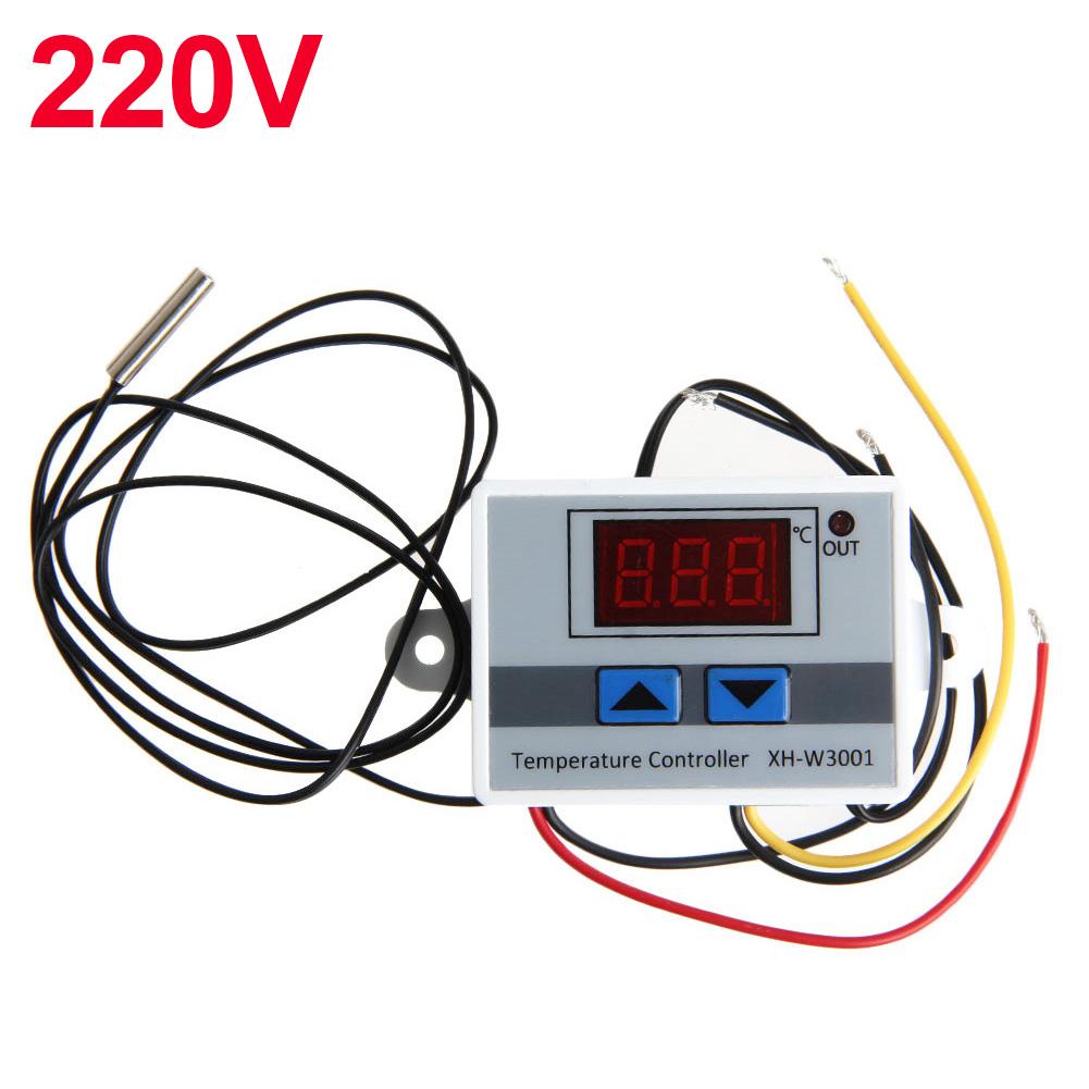 12V 24V 220VAC Digital LED Temperature Controller XH-W3001 For Incubator Cooling Heating Switch Thermostat NTC Sensor: 220V