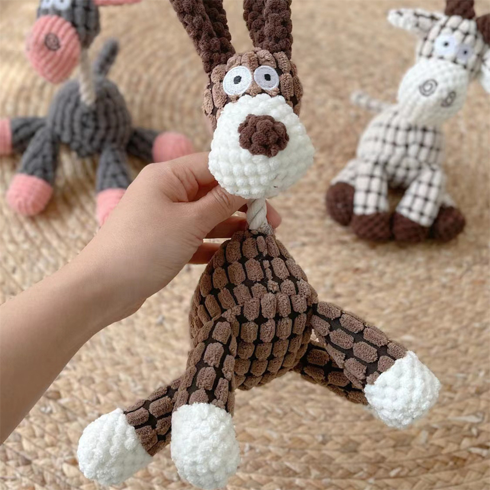Brinquedo de pelúcia para cachorro, burro de pelúcia, brinquedo para cães de estimação, resistente à mordida, brinquedo com casca bb, brinquedos estridentes para cães, produtos para animais de estimação, acessórios para cães
