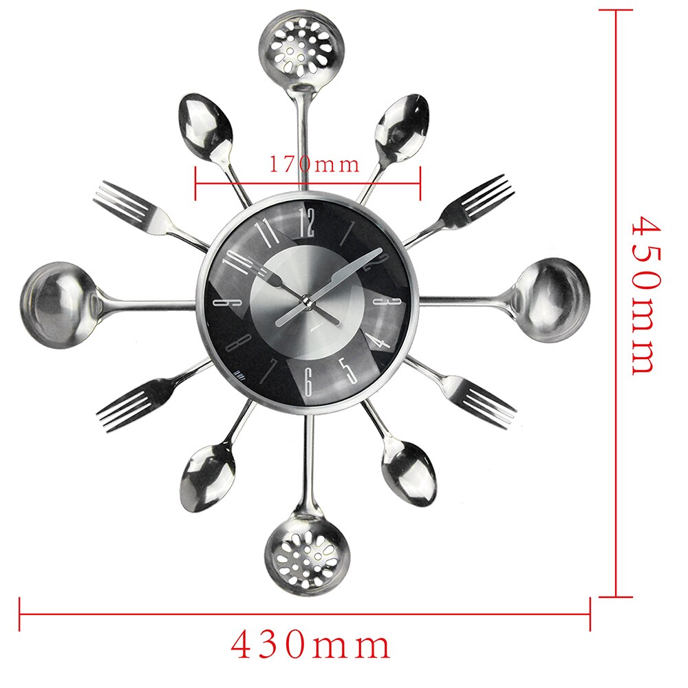 18 Inch Large Wall Clocks Metal Spoon Fork Kitchen Wall Clock Cutlery Home Decor Kitchen Clock