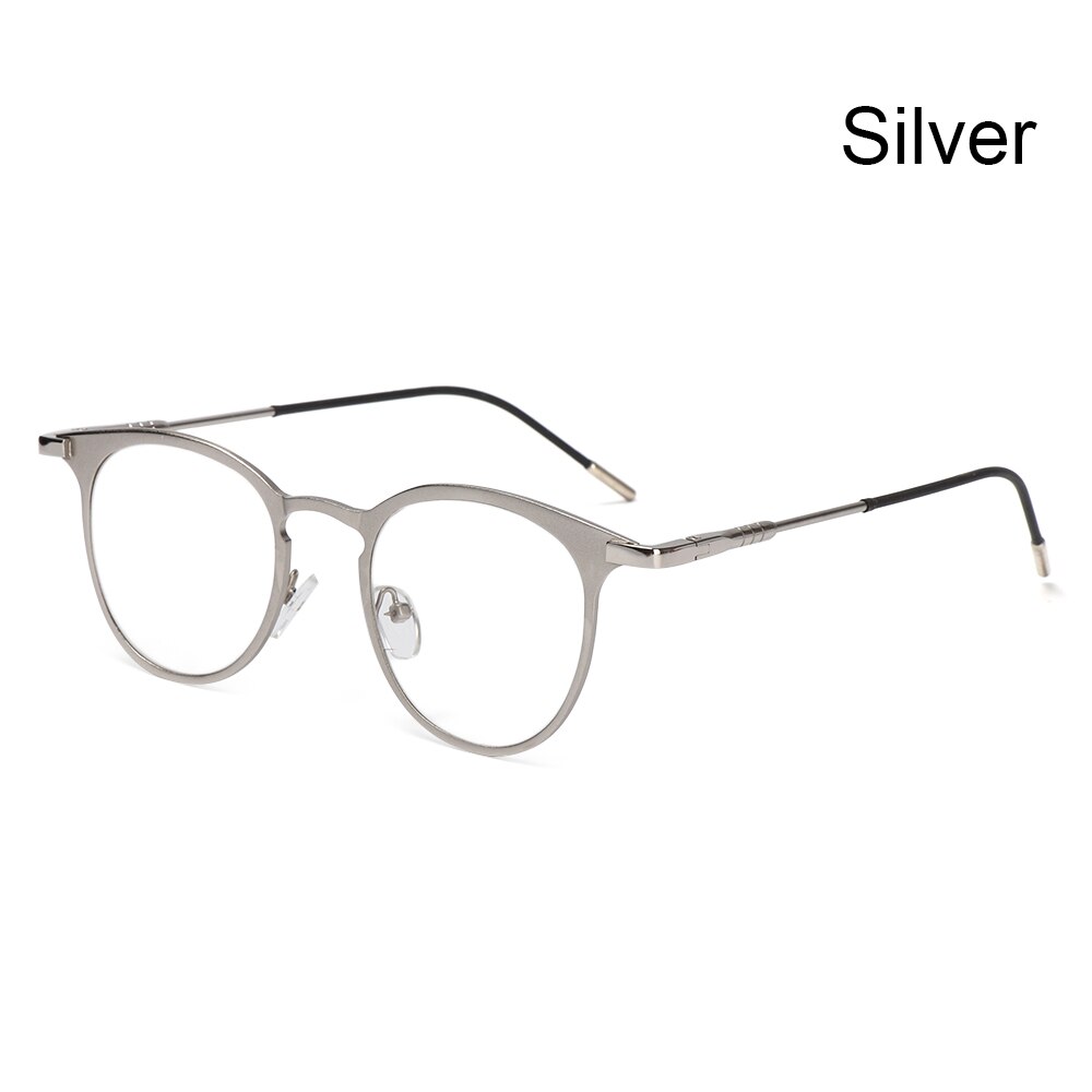 retro round frame computer protective glasses ladies men's metal glasses ultra light glasses: silver