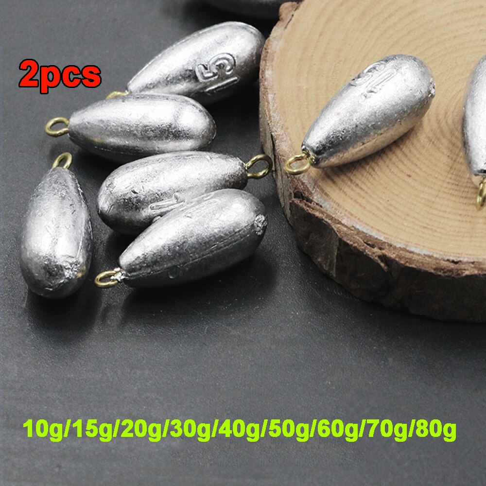 2 stk vand bly hurtigt synkende solidt synkende agn lystfiskerudstyr fisketilbehør blylodder bly synker fiskesynker: 70g