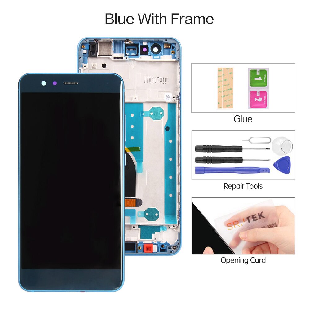 5.2 "ORIGINALE Per HUAWEI P10 Lite LCD Display Touch con Telaio di Montaggio per P10 Lite Schermo LCD WAS-LX1 WAS-LX1A WAS-LX2 WAS-LX3: Blue with frame