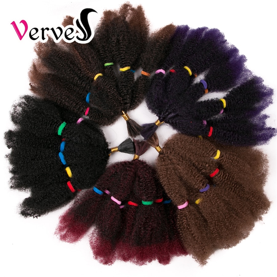 VERVES Culry Synthetic Crochet Braids Hair Extensions 12 inch Ombre Braiding Hair Afro Kinky Bulk Twist Braids Black,Brown,Bug