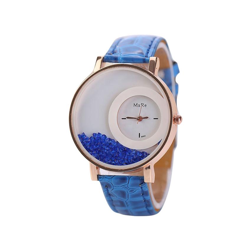 Women Watches Ladies Leather Quartz Watches Quicksand Rhinestone Bracelet Wristwatch relogios feminino montre femme #D: C