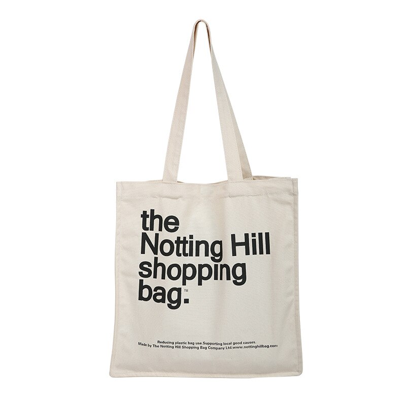 Tote gjenbrukbare dagligvarer shopper poser for kvinner lerret shopping bag notting hill books bag kvinnelig bomullsklut skulderveske