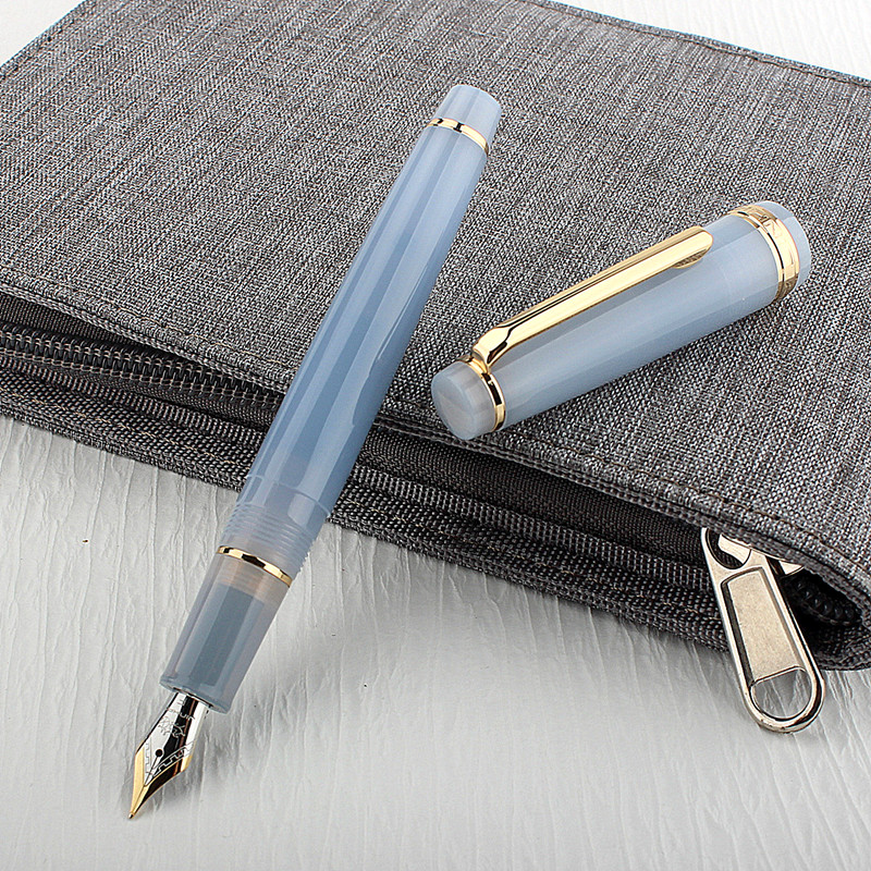 Jinhao 82 pluma estilográfica transparente Clip dorado pluma giratoria Popular EF F M NIB negocios Oficina escuela suministros escritura: Azul / M