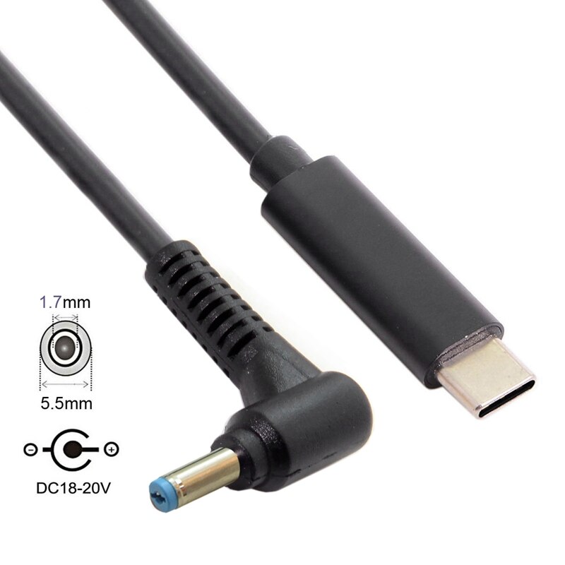 Entrada de USB-C tipo C para rectángulo 5,5x1,7mm Cable de carga PD para portátil Acer