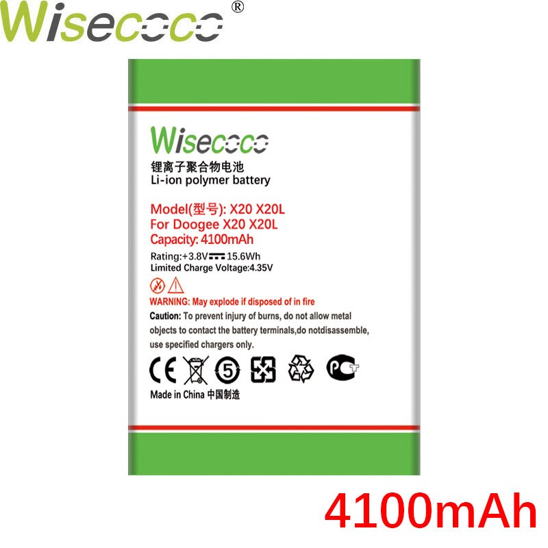 WISECOCO-Batería Para DOOGEE X20 X20L, 4100mAh, BAT17582580, batería de + número de seguimiento