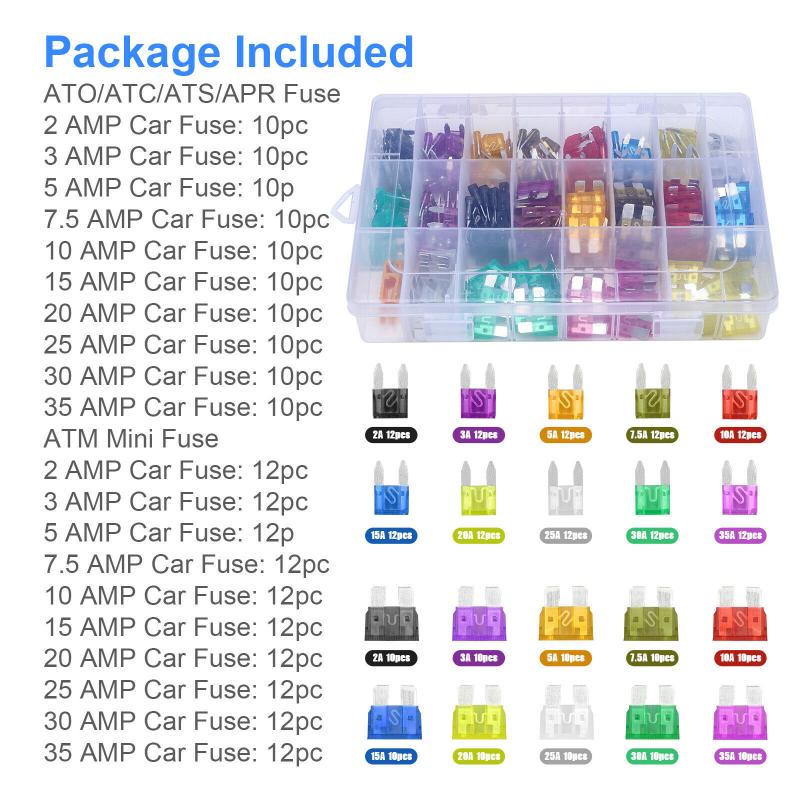 220 st bil bil lastbil bil blad säkring sortiment diverse kit blad set säkring kit apm, atm säkerhetsrör xenon lampa säkringsverktyg