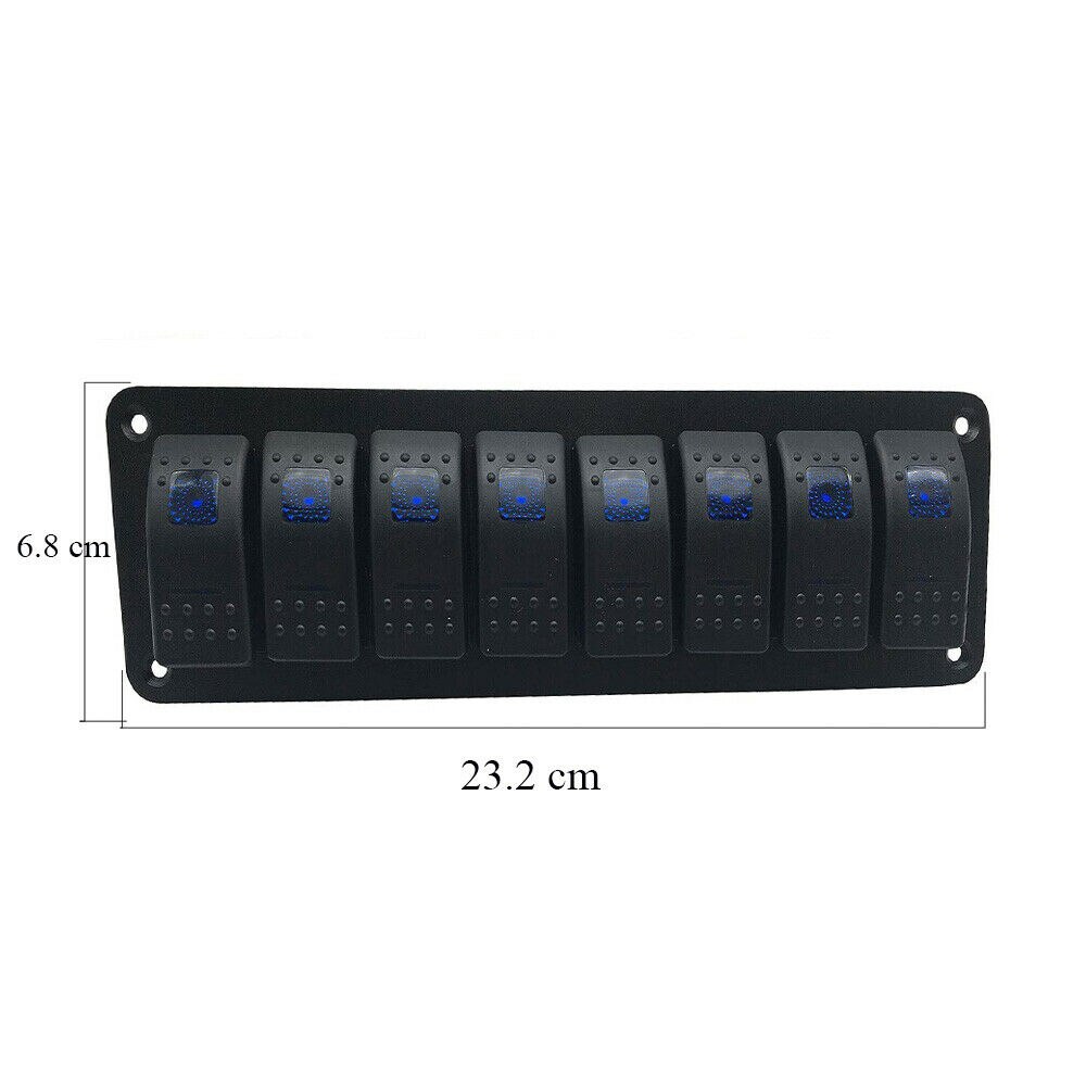 8 Gang Marine Boat Rocker Switch Panel, 12V/24V Waterproof RV LED Switch Panel for Car Truck Marine Boat, On/Off Toggle Rocker