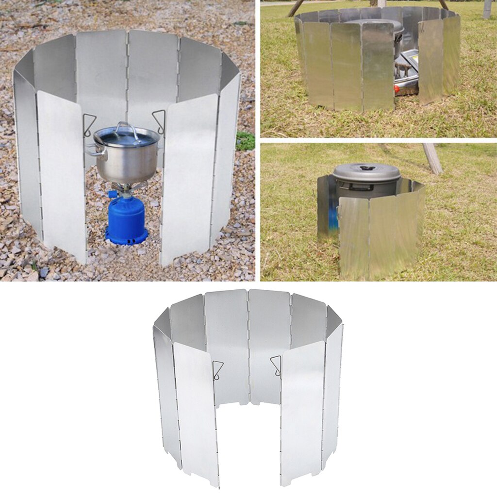 10 stücke Falten Windschutzscheibe Herde Wind Schutz Platten draussen Camping Küche BBQ Herde Picknick Wind Bildschirm für Picknick Rucksack