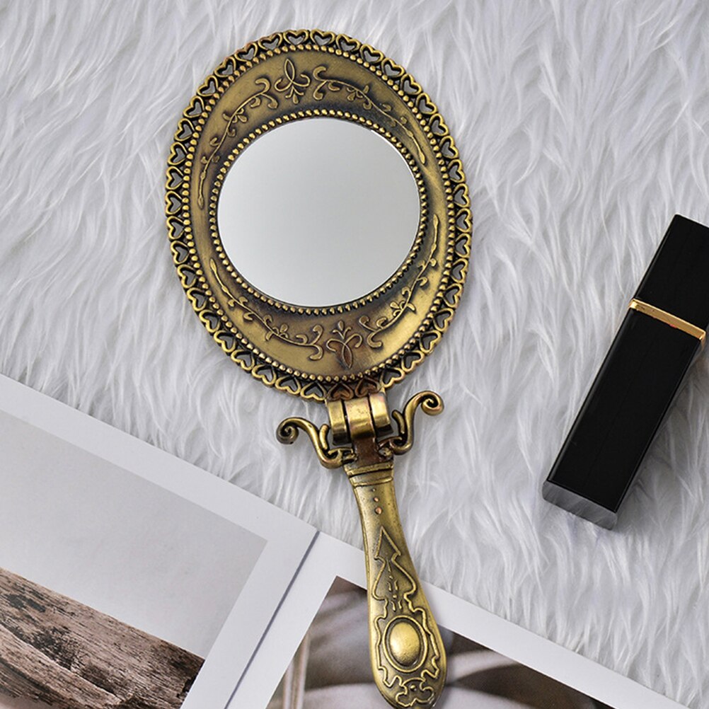Espejo de maquillaje portátil para mujer, espejo de mano, decoración, Estilo Vintage, herramienta de maquillaje, 1 ud.