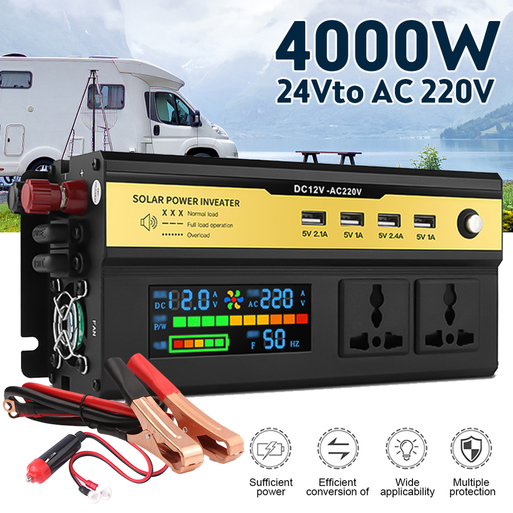 Sine Wave Inverter 6000W 5000W 4000W 3000W DC 12V/24V To AC 220V Portable Power Voltage Converter Car Solar Inverter: Silver